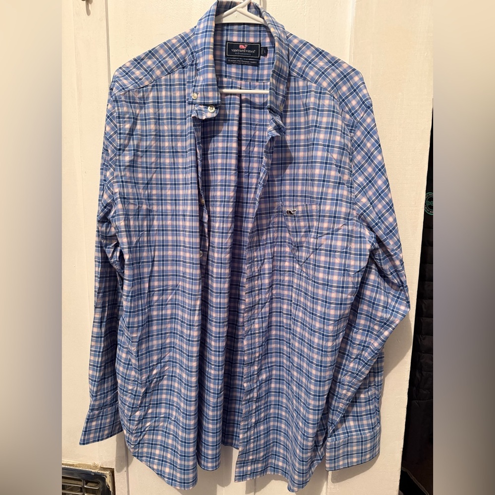 Vineyard Light Blue Checkered Shirt Jacket